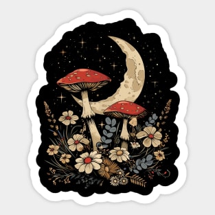 Vintage Goblincore and Cottagecore Mushroom & Floral lovers Sticker